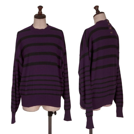 SONIA RYKIEL Wool Blend Striped Knit Sweater Purple Size 36