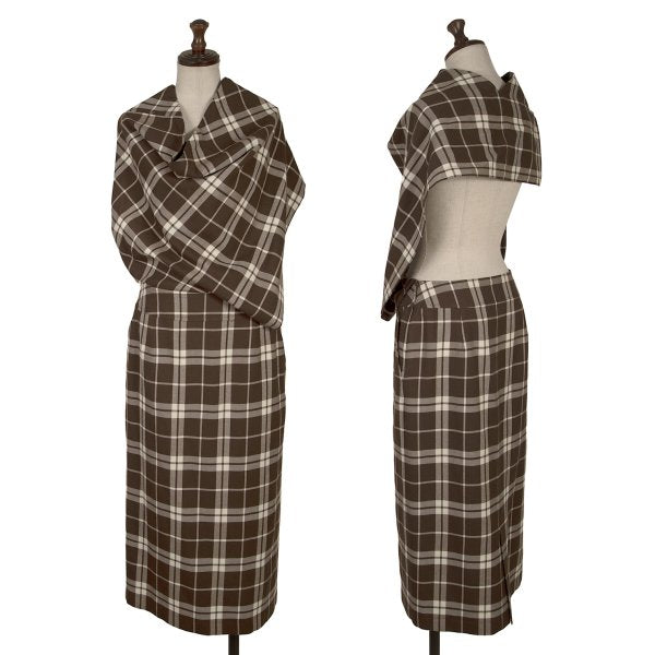 COMME des GARCONS tricot Wool Check Dress Brown Size M