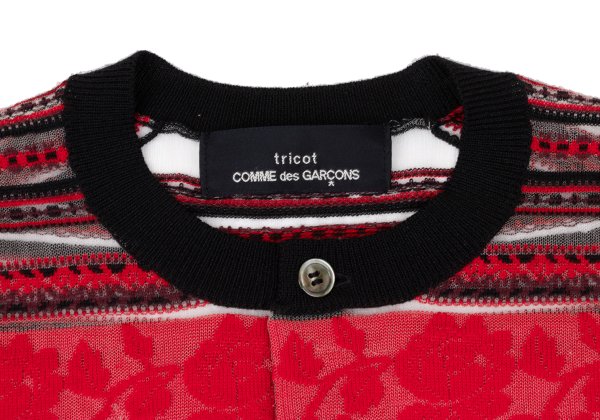 tricot COMME des GARCONS Rose Border Cardigan Red Size M