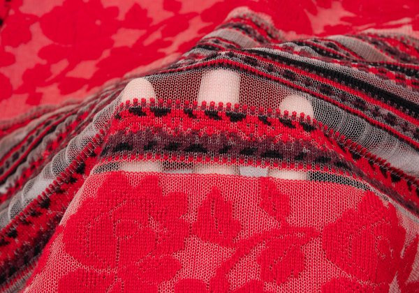 tricot COMME des GARCONS Rose Border Cardigan Red Size M