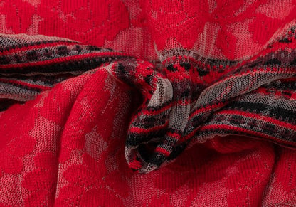 tricot COMME des GARCONS Rose Border Cardigan Red Size M