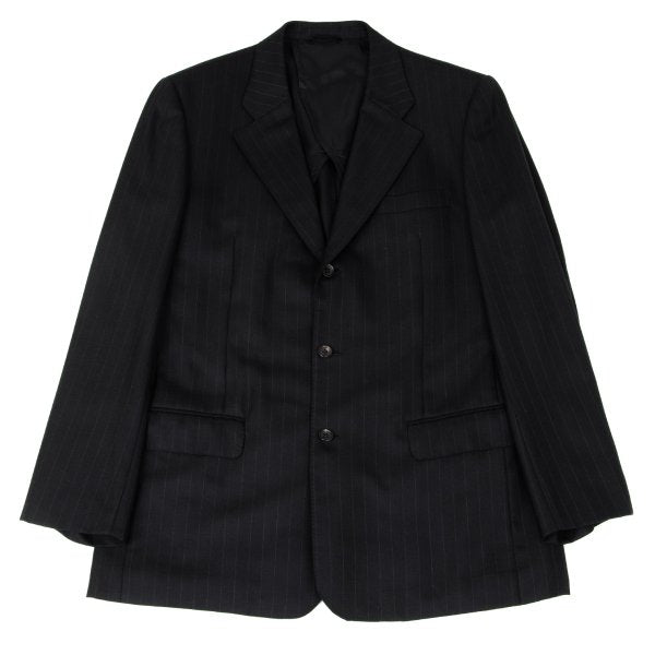Papas Wool Silk Pinstripe Tailored Blazer Black Size 48M