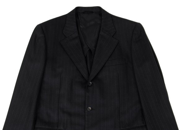 Papas Wool Silk Pinstripe Tailored Blazer Black Size 48M