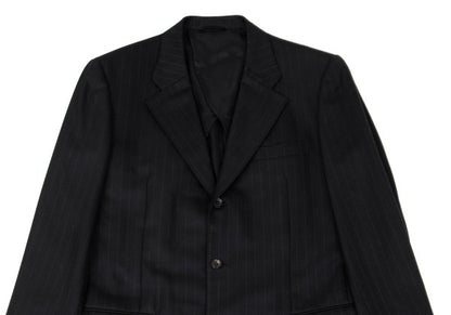 Papas Wool Silk Pinstripe Tailored Blazer Black Size 48M