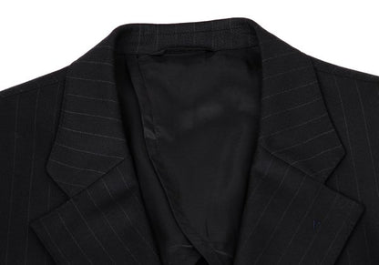 Papas Wool Silk Pinstripe Tailored Blazer Black Size 48M
