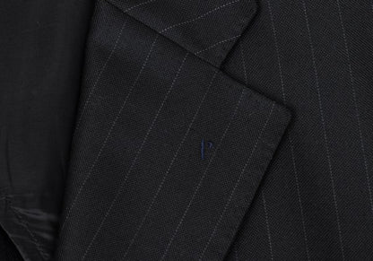 Papas Wool Silk Pinstripe Tailored Blazer Black Size 48M