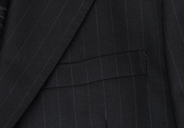 Papas Wool Silk Pinstripe Tailored Blazer Black Size 48M