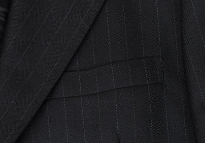 Papas Wool Silk Pinstripe Tailored Blazer Black Size 48M