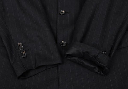 Papas Wool Silk Pinstripe Tailored Blazer Black Size 48M