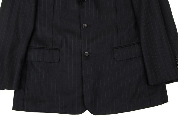 Papas Wool Silk Pinstripe Tailored Blazer Black Size 48M