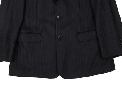 Papas Wool Silk Pinstripe Tailored Blazer Black Size 48M