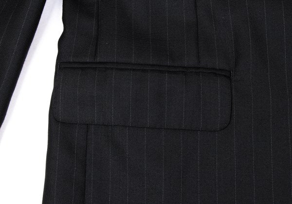 Papas Wool Silk Pinstripe Tailored Blazer Black Size 48M