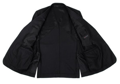 Papas Wool Silk Pinstripe Tailored Blazer Black Size 48M