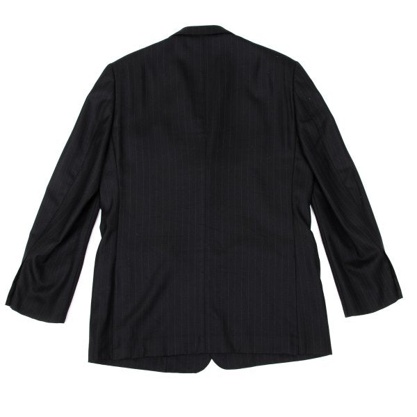 Papas Wool Silk Pinstripe Tailored Blazer Black Size 48M