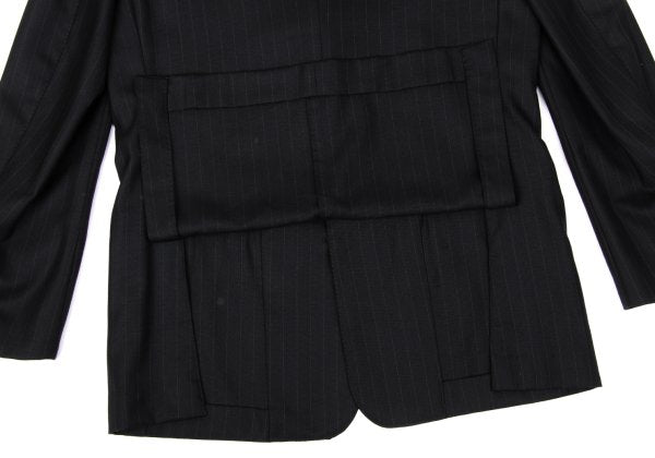 Papas Wool Silk Pinstripe Tailored Blazer Black Size 48M