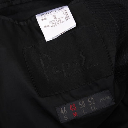 Papas Wool Silk Pinstripe Tailored Blazer Black Size 48M