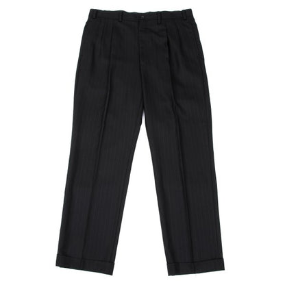 Papas Wool Silk Pinstripe Two-Pleat Pants Black Size 54XL