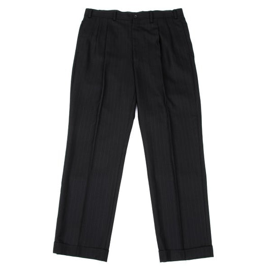 Papas Wool Silk Pinstripe Two-Pleat Pants Black Size 54XL