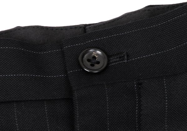 Papas Wool Silk Pinstripe Two-Pleat Pants Black Size 54XL