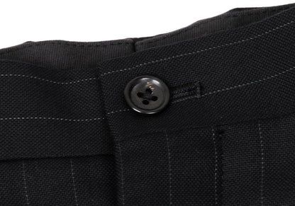 Papas Wool Silk Pinstripe Two-Pleat Pants Black Size 54XL