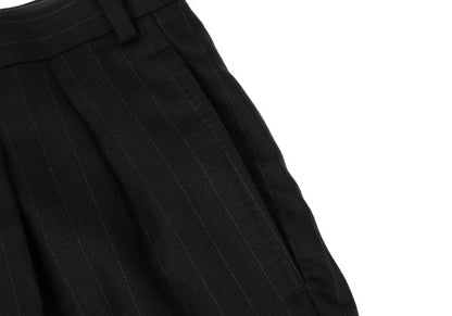 Papas Wool Silk Pinstripe Two-Pleat Pants Black Size 54XL