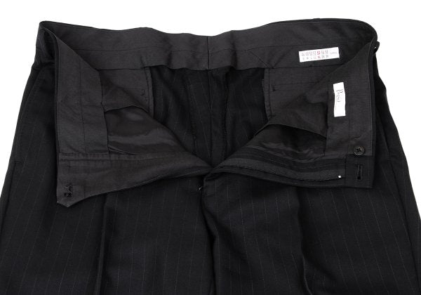 Papas Wool Silk Pinstripe Two-Pleat Pants Black Size 54XL