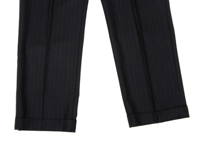 Papas Wool Silk Pinstripe Two-Pleat Pants Black Size 54XL