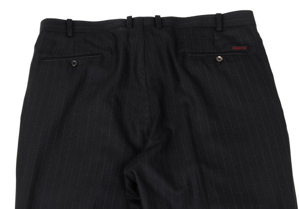 Papas Wool Silk Pinstripe Two-Pleat Pants Black Size 54XL