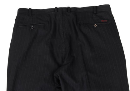 Papas Wool Silk Pinstripe Two-Pleat Pants Black Size 54XL