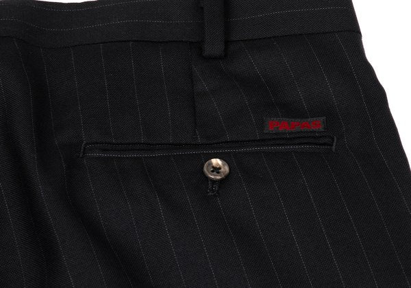 Papas Wool Silk Pinstripe Two-Pleat Pants Black Size 54XL