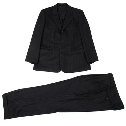 Papas Wool Silk Pinstripe Two-Pleat Pants Black Size 54XL