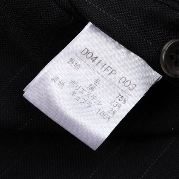 Papas Wool Silk Pinstripe Two-Pleat Pants Black Size 54XL