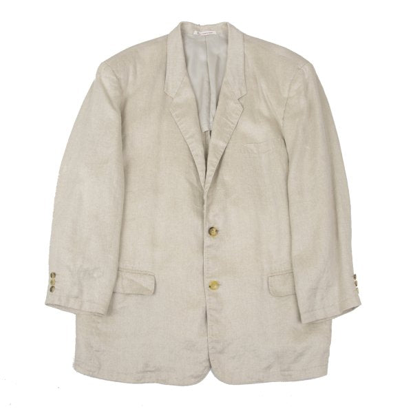 Papas Linen Double Hole Lapel Jacket Beige Size M46