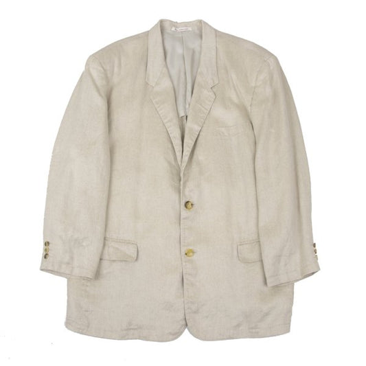 Papas Linen Double Hole Lapel Jacket Beige Size M46