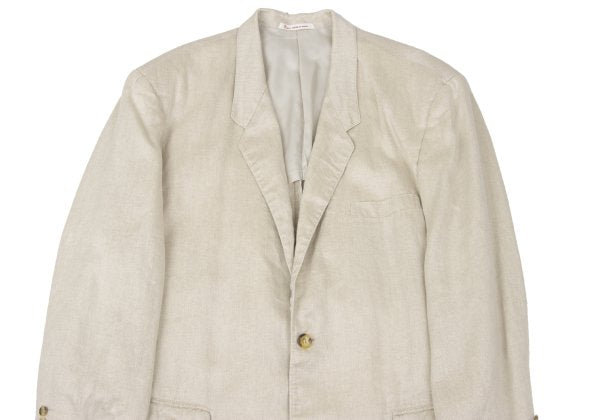 Papas Linen Double Hole Lapel Jacket Beige Size M46
