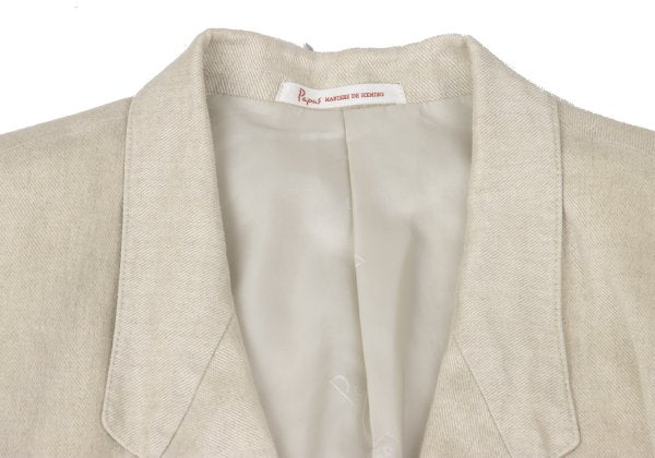 Papas Linen Double Hole Lapel Jacket Beige Size M46