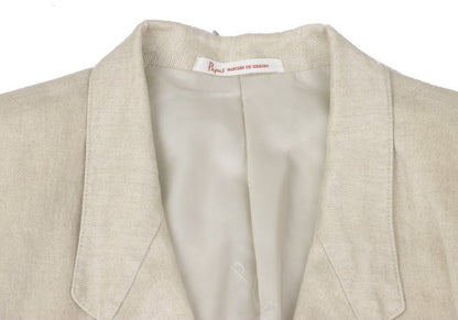 Papas Linen Double Hole Lapel Jacket Beige Size M46