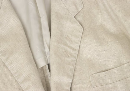 Papas Linen Double Hole Lapel Jacket Beige Size M46