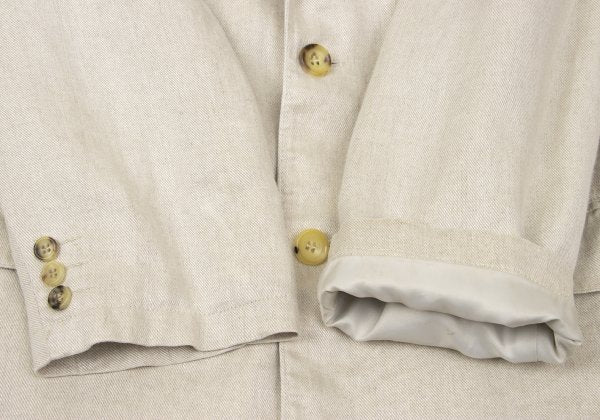Papas Linen Double Hole Lapel Jacket Beige Size M46