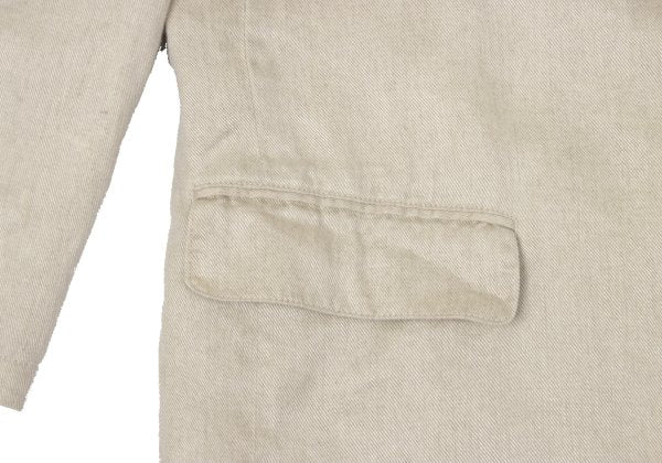 Papas Linen Double Hole Lapel Jacket Beige Size M46