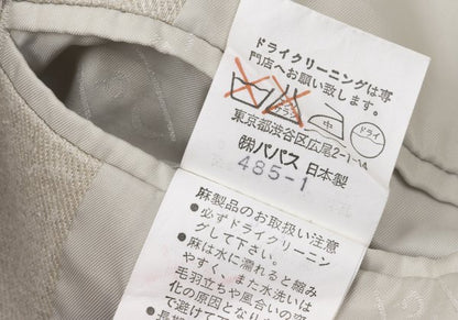 Papas Linen Double Hole Lapel Jacket Beige Size M46