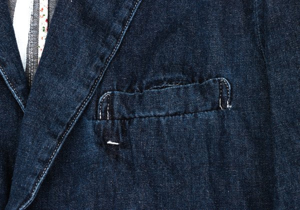 Papas Logo Print Lined Cotton Linen Jacket Indigo Size 48M