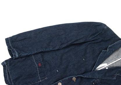Papas Logo Print Lined Cotton Linen Jacket Indigo Size 48M
