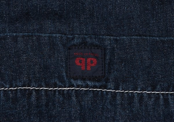 Papas Logo Print Lined Cotton Linen Jacket Indigo Size 48M