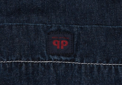 Papas Logo Print Lined Cotton Linen Jacket Indigo Size 48M