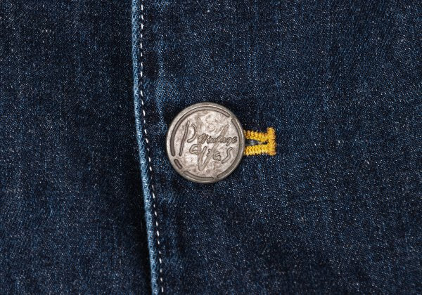 Papas Logo Print Lined Cotton Linen Jacket Indigo Size 48M