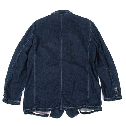 Papas Logo Print Lined Cotton Linen Jacket Indigo Size 48M