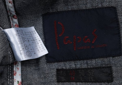 Papas Logo Print Lined Cotton Linen Jacket Indigo Size 48M