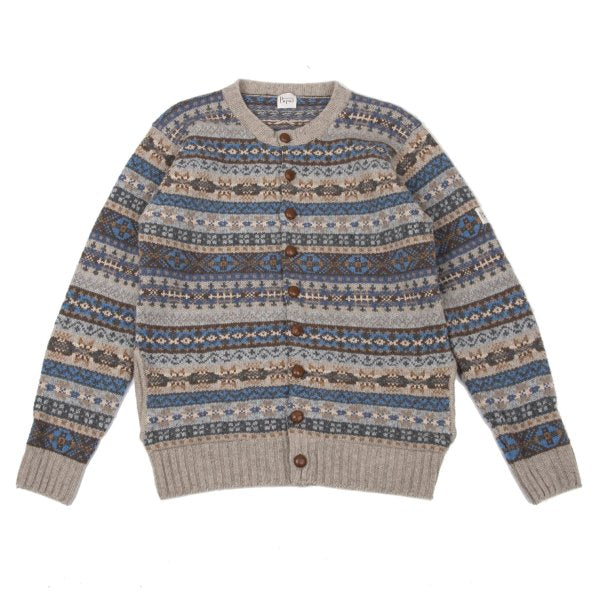 Papas Wool Nordic Knit Cardigan Beige Multi Size M