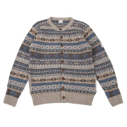 Papas Wool Nordic Knit Cardigan Beige Multi Size M